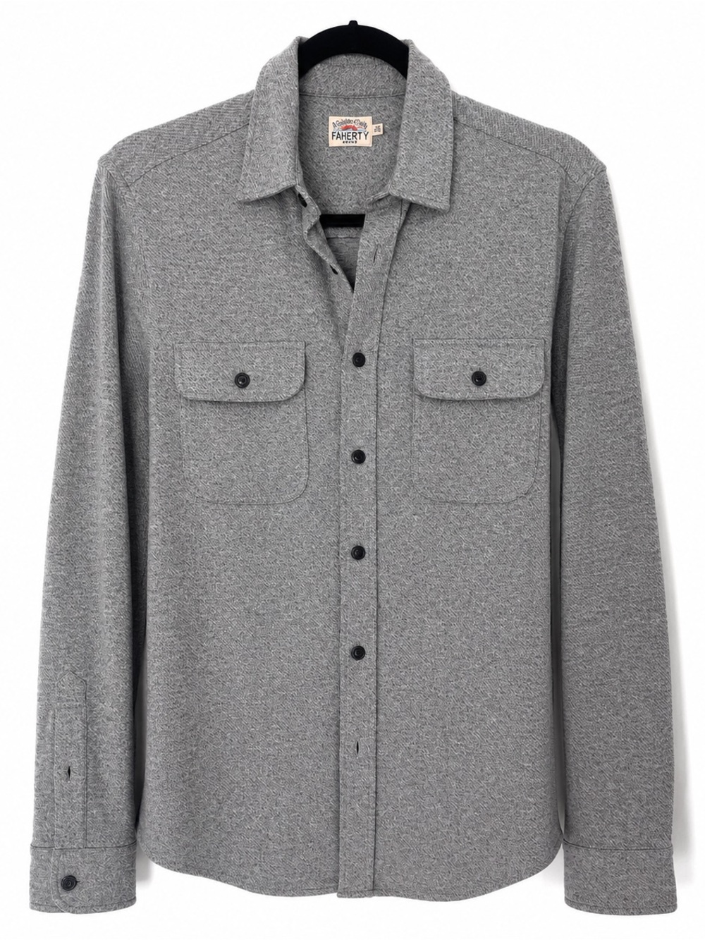 NWOT Faherty Legend Sweater Shirt Heather Gray Double Pocket Men’s Small